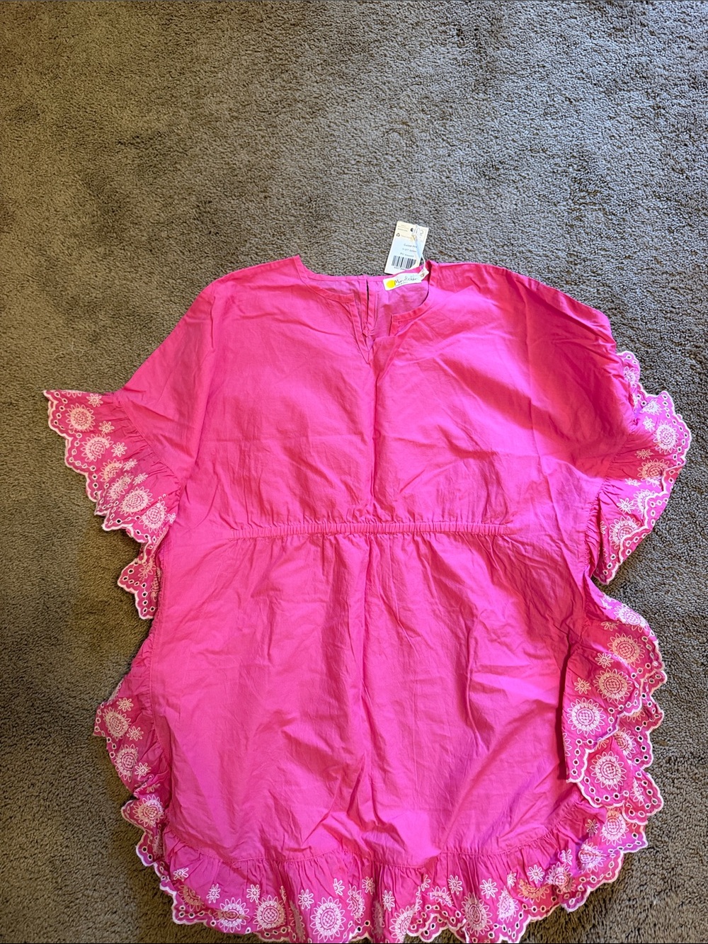 Girls' Bright Pink Embroidered coverup